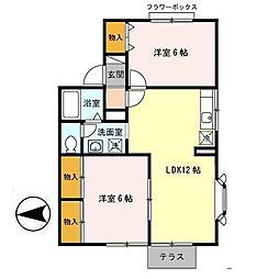 メモリー三千刈B 2LDKの間取図画像