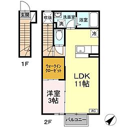 ロイヤルコート茨島 1LDKの間取図画像