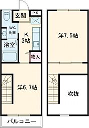 ライトコート大和2 2Kの間取図画像