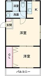 アミューズメントハウス2 2Kの間取図画像