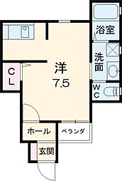エターナルシー大観町 ワンルームの間取図画像