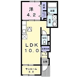 フラン・ベル2 1LDKの間取図画像