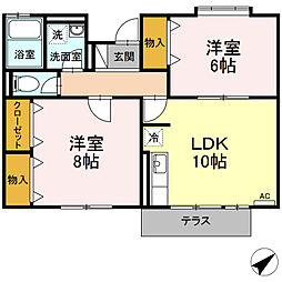 サンシルフィーC 2LDKの間取図画像
