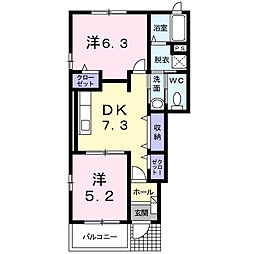 セレーノ2 2DKの間取図画像