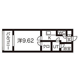 ブランポミエ 1Kの間取図画像