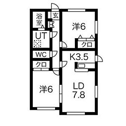 ラシーヌB 2LDKの間取図画像