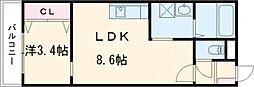 グランドライフ久留米 1LDKの間取図画像
