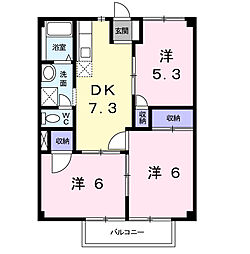 エムハイツ2 3DKの間取図画像