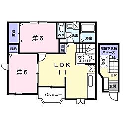 カフリーィエA 2LDKの間取図画像