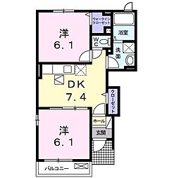 グレイスフルB 2DKの間取図画像