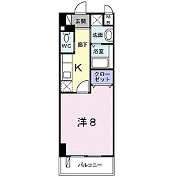 クレセントきらら2 1Kの間取図画像