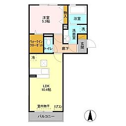 ラフィネフィオーレ 1LDKの間取図画像