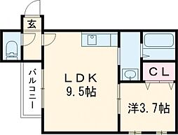 Cherim花畑 1LDKの間取図画像