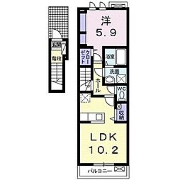 花月 1LDKの間取図画像