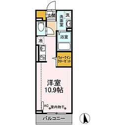 東京電力(株)大膳原独身寮 ワンルームの間取図画像