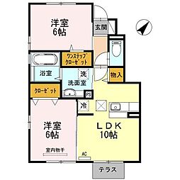 ディアコート浜道1 2LDKの間取図画像