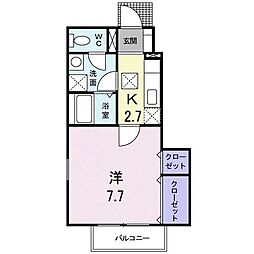 レグルス2 1Kの間取図画像
