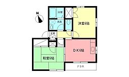 メゾン・ソフィアC 2DKの間取図画像