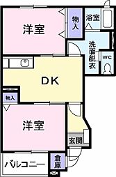 アンソレイエ1 2DKの間取図画像