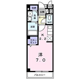 アムールH・N ワンルームの間取図画像