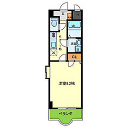 ルミエール八尾2 1Kの間取図画像