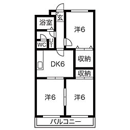 グランデ住吉A 3DKの間取図画像