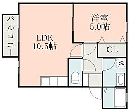 プラシードＳＳ 1階1LDKの間取り
