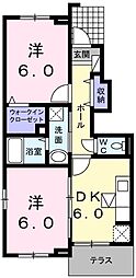 エクレール城南一番館 1階2DKの間取り