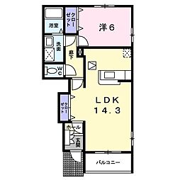 メゾン・ジェルメI 1階1LDKの間取り