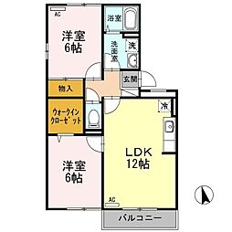 セブンワンテンD 2LDKの間取図画像