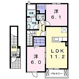 セレノカーサOMI2 2LDKの間取図画像