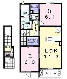 セレノカーサＯＭＩ 2階2LDKの間取り