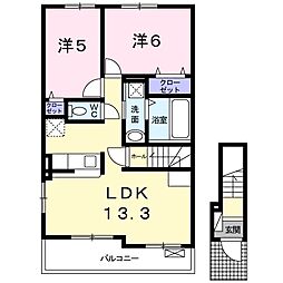 ショストラ　II 2階2LDKの間取り