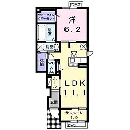 アルバ中島A 1LDKの間取図画像