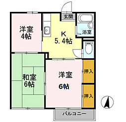 ルミネハイツ 2階3Kの間取り