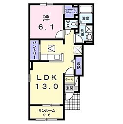 グランディアトロワ 1LDKの間取図画像