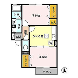 シーダーフォーエバー 2DKの間取図画像