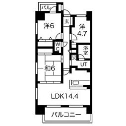 元今泉レジデンス 3LDKの間取図画像