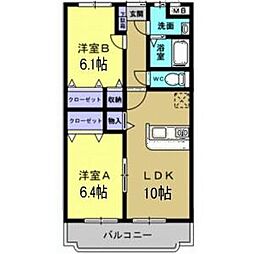 Y・Mジェイド 2LDKの間取図画像