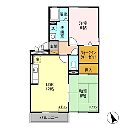ヒルサイドテラス久保台A棟 2LDKの間取図画像