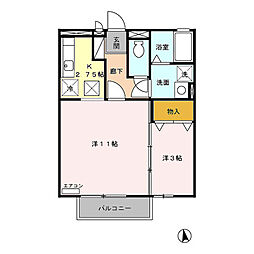 フロンティアハイツC 1LDKの間取図画像