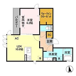 Ａレジデンス 3階1LDKの間取り