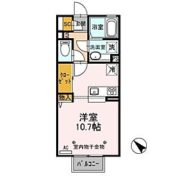 D-room思川ローズH ワンルームの間取図画像