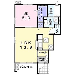 ソシア・羽根井 1LDKの間取図画像