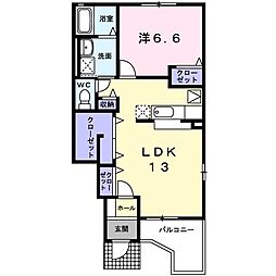 ジュネス2 1LDKの間取図画像
