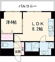 LUVIAS堺 1DKの間取図画像