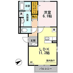 ブルーフローラ 1LDKの間取図画像