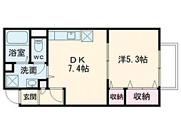 ピアチェーレ2 1DKの間取図画像