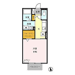 リエゾン　Ｂ 2階1Kの間取り