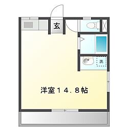 本野マンション ワンルームの間取図画像